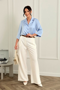 Blue silk short-sleeved blouse for the Blue Голубой