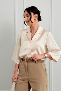 Women's ivory bone short-sleeved shirt кость