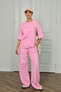 Casual cotton trouser suit in din pink гам