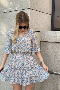 Peach-colored chiffon A-line dress with Peach Персиковый