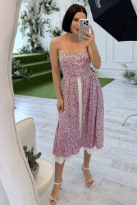 Summer rayon sundress with a full skirt and straps, in Milling Фрезовый