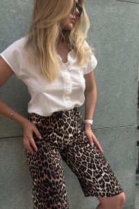 Women's casual long cotton shorts Beige Бежевый