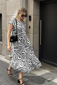 Black midi dress made of staple fabric with a ruffle at the bottom. Black. Черный