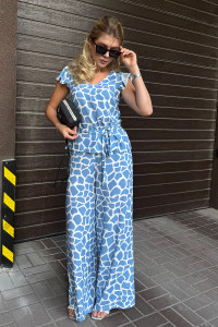Sky-blue summer trouser suit made of staple fabric, in Sky blue Небесно-голубой