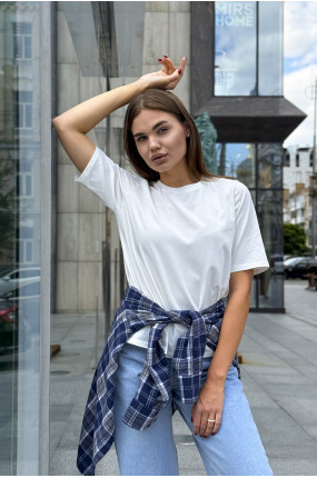 T-shirt blanc pour femme, style basique décontracté, matière : coton Blanc .