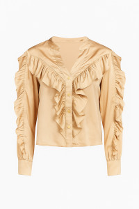 Evening Tencel Blouse with Ruffles Gold Золотой