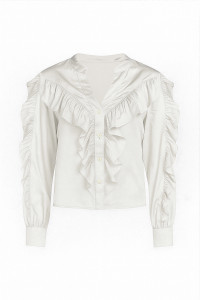 Romantic milky-white Lactic blouse with ruffles Молочный