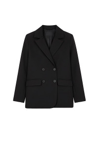 Women's black double-breasted jacket made of suiting fabric Черный