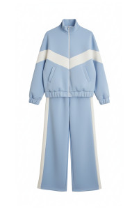 Blue fleece tracksuit with contrasting stripes Голубой