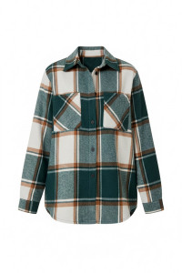 Green women's plaid flannel shirt for office and casual Green Зеленый