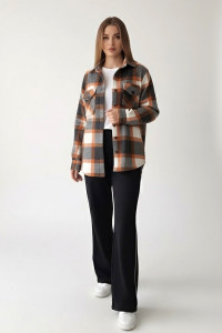 Terracotta plaid flannel shirt with long sleeves. Terracotta Терракотовый