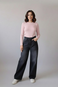 Dopasowany long-sleeve z dzianiny w kolorze pudrowym., w kolorze Proszek Пудра