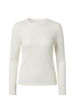 Women's yellow fitted knit long-sleeve top for the office