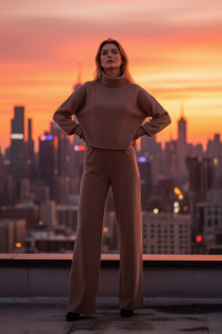 Warm angora tracksuit in mocha color for walks Мокко