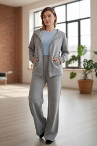 Grey angora knit pantsuit for walks and leisure Серый