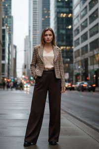 Chocolate-colored angora palazzo knit trousers Шоколад