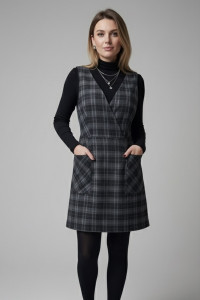 Теплый сарафан из костюмки графитового цвета с карманами Графит