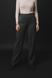 Women's graphite-colored straight-cut office trousers made of knit fabric. Графит