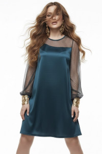 Green A-Cocktail dress with Green sleeves Зеленый