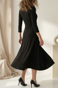 Chocolate Asymmetrical Drape Midi Office Dress Шоколад