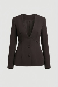 Women's Fitted Blazer in Chocolate Suiting Fabric Шоколад