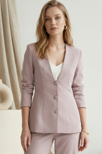Women's Fitted Powder Pink Office Blazer in Suit Fabric Пудра