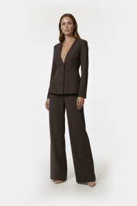 Women's straight-leg trousers in suiting fabric, chocolate color Шоколад
