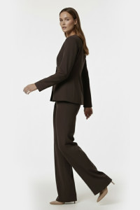 Women's straight-leg trousers in suiting fabric, chocolate color Шоколад
