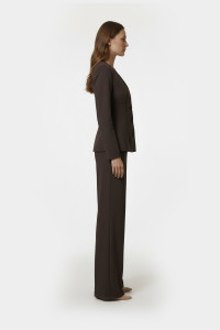 Women's straight-leg trousers in suiting fabric, chocolate color Шоколад