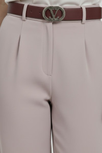 Women's straight-cut office trousers in powder-coloured suiting fabric Пудра
