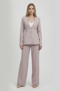 Women's straight-cut office trousers in powder-coloured suiting fabric Пудра