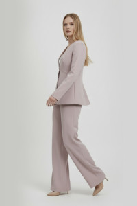 Women's straight-cut office trousers in powder-coloured suiting fabric Пудра