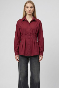 Women's Semi-Fitted Cotton Burgundy Office Blouse Burgundy Бордовый