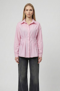 Pink semi-fitted long-sleeve office blouse Розовый