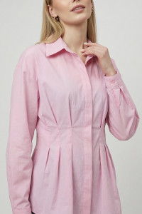 Pink semi-fitted long-sleeve office blouse Розовый