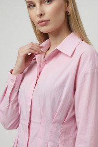 Pink semi-fitted long-sleeve office blouse Розовый