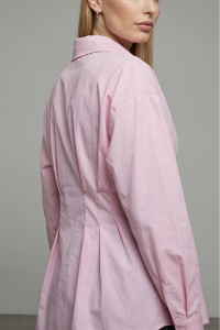 Pink semi-fitted long-sleeve office blouse Розовый