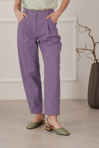 High-waisted lilac cotton banana jeans Purple Лиловый