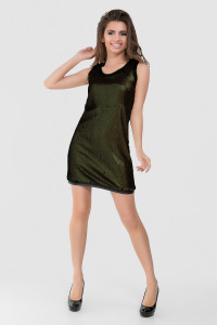 Minikleid aus Kunstleder mit Pailletten in Flasche . Бутылка