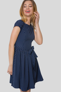 Romantic style: dark blue soft dress, model K Dark blue