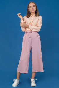 Powder-colored loose-fit everyday culottes Пудра