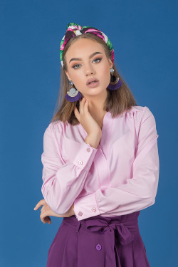 Pink basic soft blouse with long sleeves for the Pink