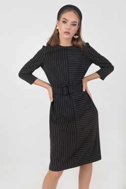 Чорна ділова сукня з тіари з рукавом три чверті та поясом . Чорний.