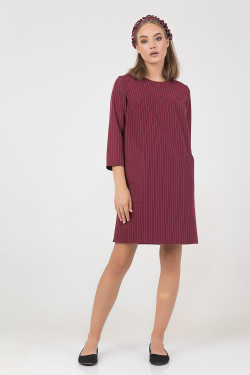 Robe basique de tous les jours en tissu tiaré bordeaux avec poche . Bourgogne.