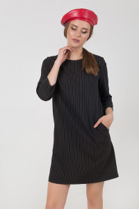 Черное базовое платье прямого кроя из тиара на весну Черный Черный