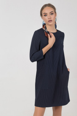 Basic everyday dress made of tiara fabric Dark blue