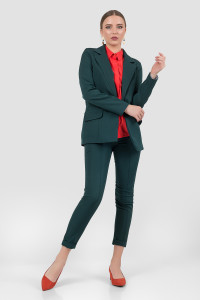 Women's dark green office trousers with creases. Dark green. Темно-зеленый