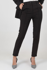 Black women's office trousers made of suiting fabric with Black Черный