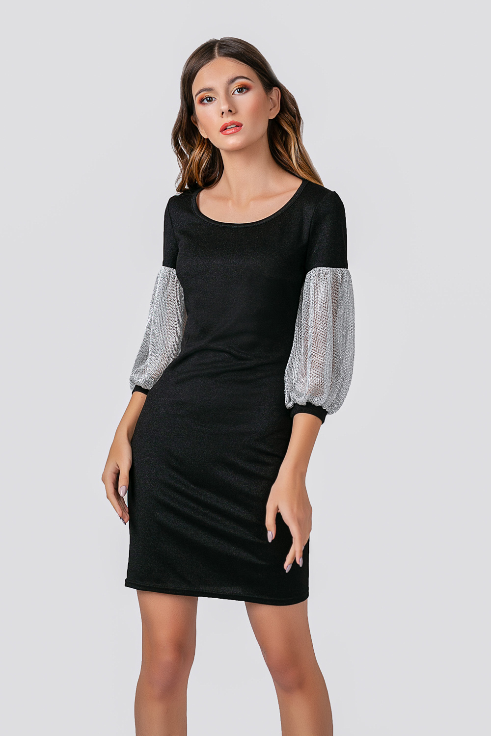 Платье 5750 Черный-серебро