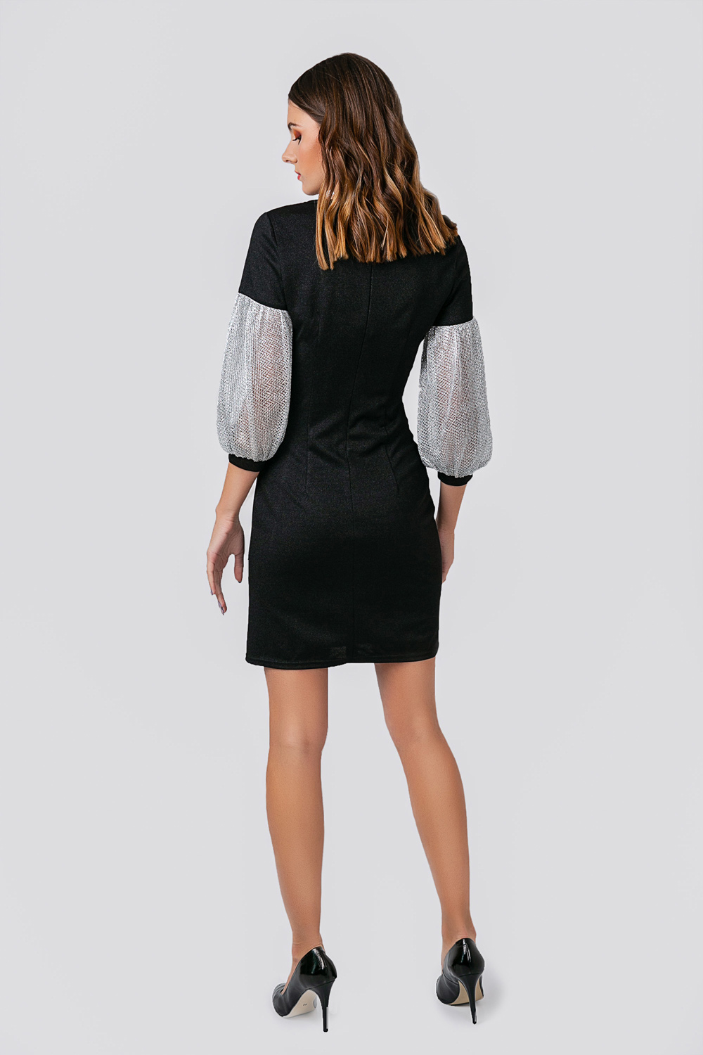 Платье 5750 Черный-серебро